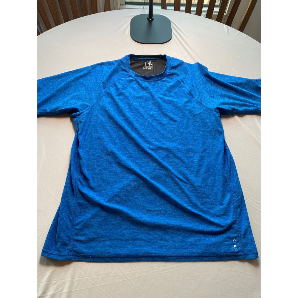 Soybu Mens Blue Heathered Activewear T-Shirt Mesh Back Raglan Gym Top Large